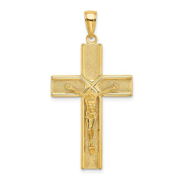 10K Yellow Gold W/ Satin Finish Crucifix Charm,All Products : American Fashion Style Bags On Sale